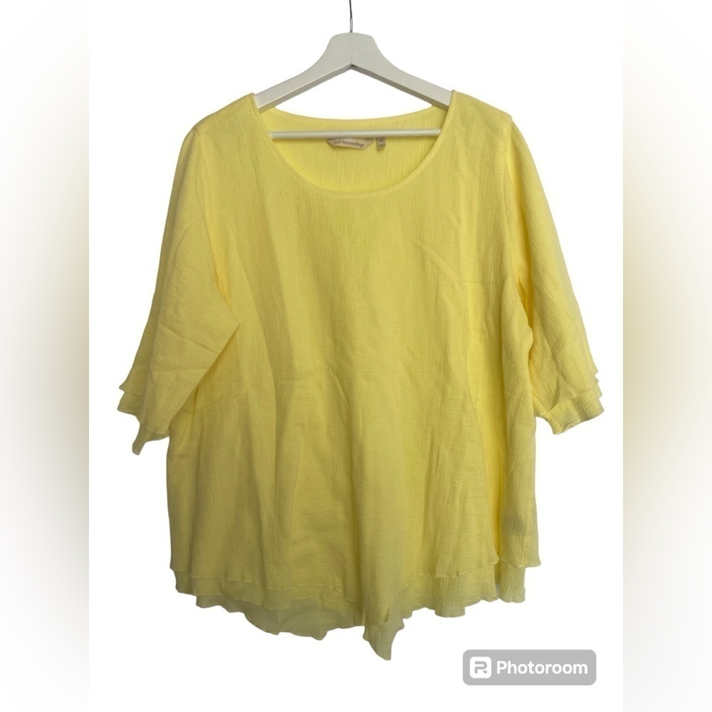 Soft Surroundings Siesta Key Yellow Iris Gauzy Tunic Size XL